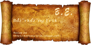 Bárkány Erik névjegykártya